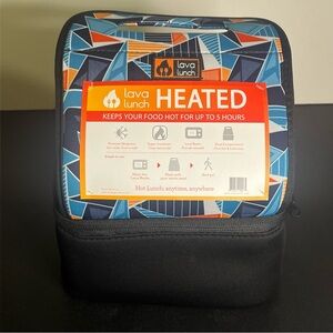 New Lava Lunch Heated Cooled Lunchbox Food Warmer Storage Black Blue 10”x8”x5”